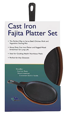 15" Cast Iron Fajita Set (Includes Wood Underliner) - Image 2