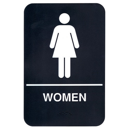 9" x 6" Women's Restroom Braille Sign