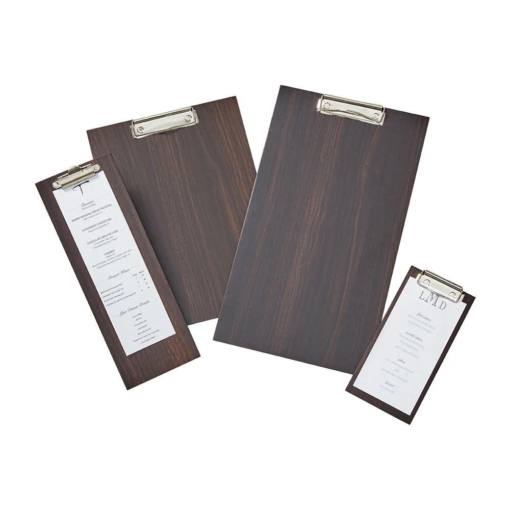 American Metalcraft CB4 & 4-1/2" x 12-1/2" Espresso Wood Menu Holder Clipboard - Image 2