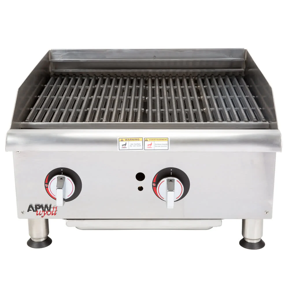 APW GCB-36I Champion Gas Countertop Charbroiler, Radiant, 3 Burners, 36"