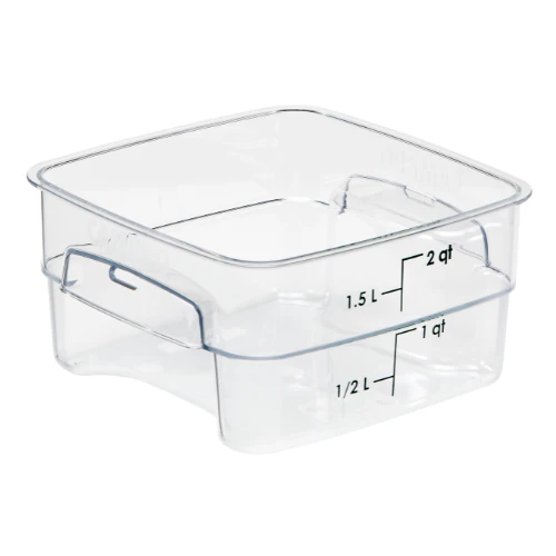 Cambro CamSquare FreshPro 2SFSPROCW Food Container, 2 Quart, Clear with Green Graduation