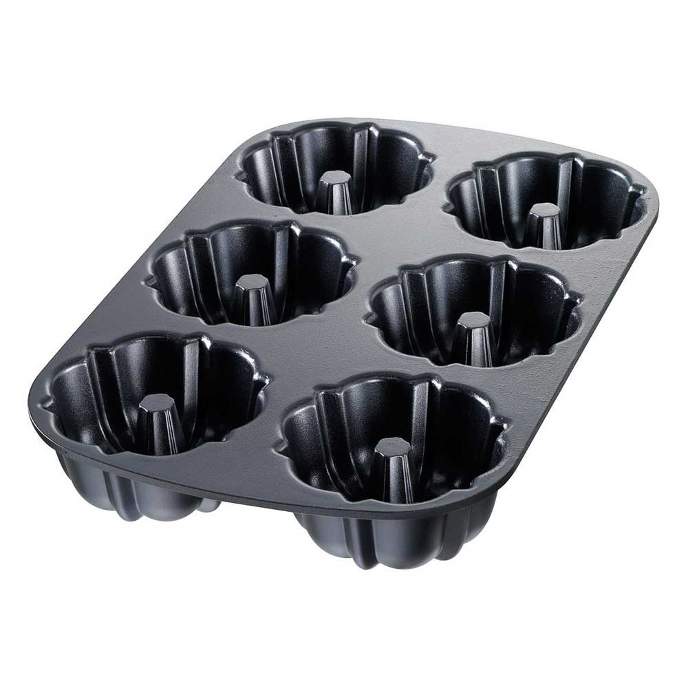 Chicago Metallic 50624 Fluted Muffin Bundt Pan, Sheet of 6