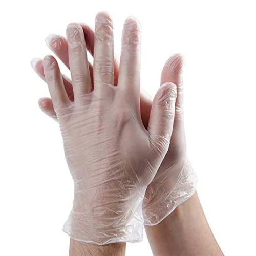 Clear Vinyl Gloves, Large, Lightly Powdered, Box of 100
