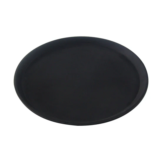 Culinary Essentials 859310 Round Bar Serving Tray, Black, 16"