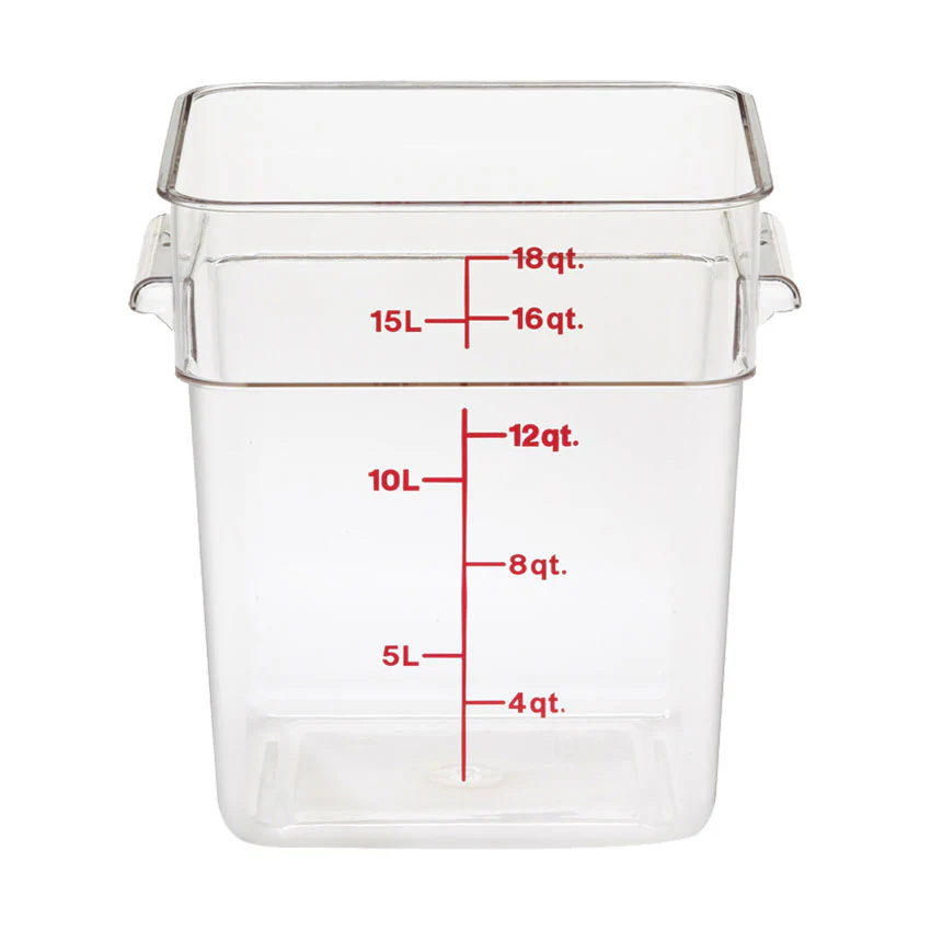 Culinary Essentials by Cambro 18SFSCW135 CamSquare Camwear Storage Container, Clear, 18 qt.
