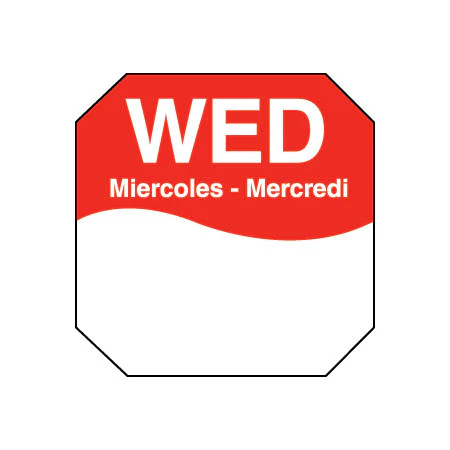 DayMark 1100603 "Wed" MoveMark Octagon Dot Labels, 1", Roll of 1,000