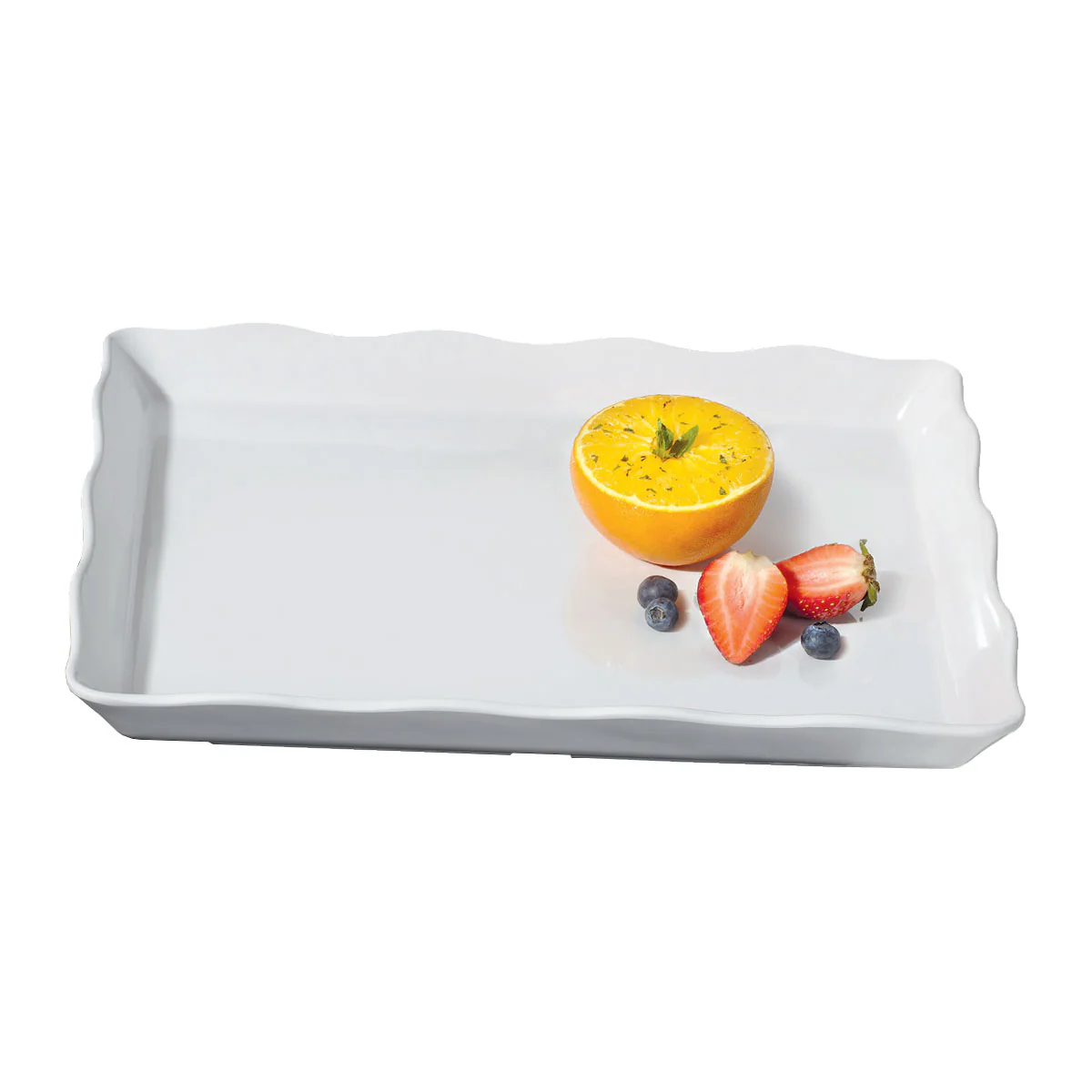 GET Melamine ML-155-W Bake & Brew Rectangular Display Tray, White, 14" x 11-1/2"