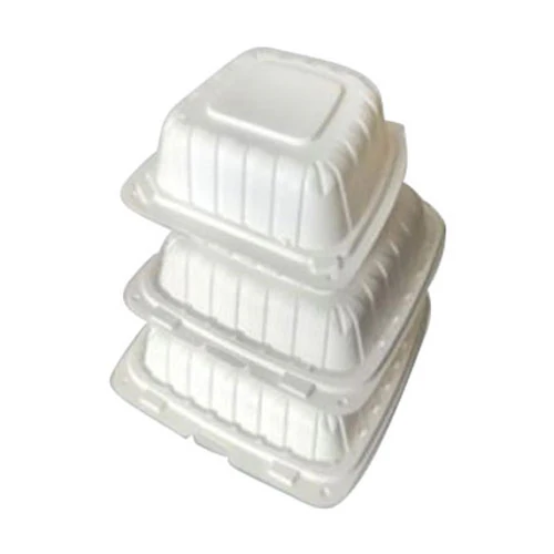Hinged Clamshell Container, White, 6" x 6", Case of 300