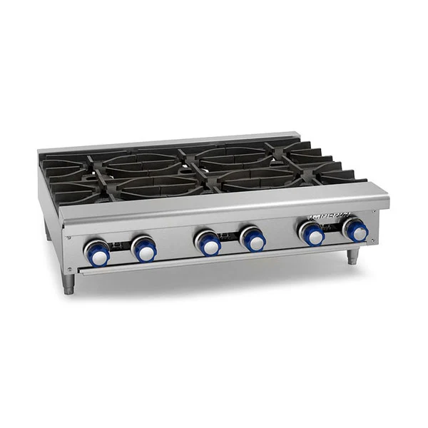 Imperial IHPA-6-36 36 Countertop Gas Hotplate, 6 Burners, 36"