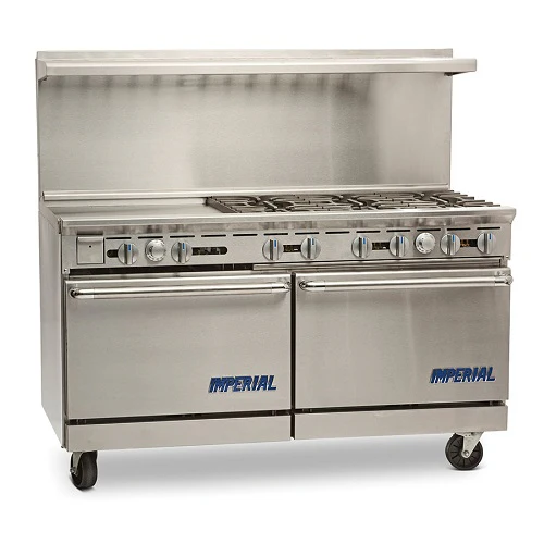 Imperial IR-6-G24 Restaurant Series Range with Griddle, 6 Burners, 2 Ovens, Natural Gas, 60"
