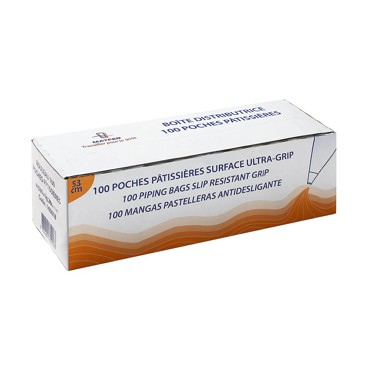 Matfer 165018 Plastic Disposable Pastry Bags, 21", Roll of 100