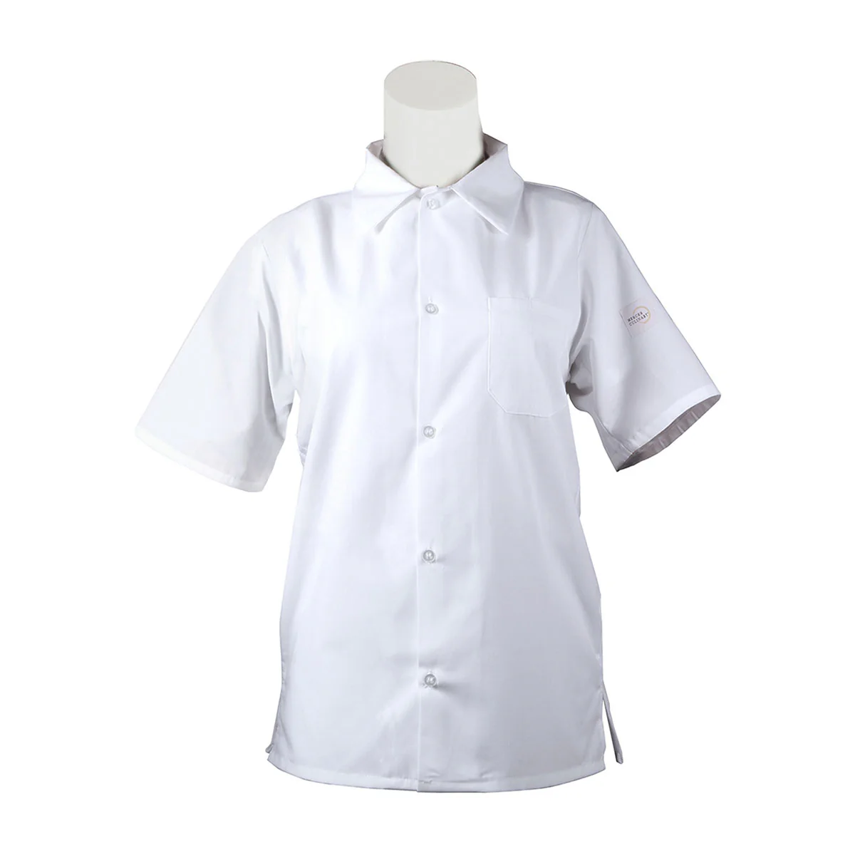 Mercer Millennia M60200WHL Unisex Cook Shirt w/ Chest Pocket, Large, White