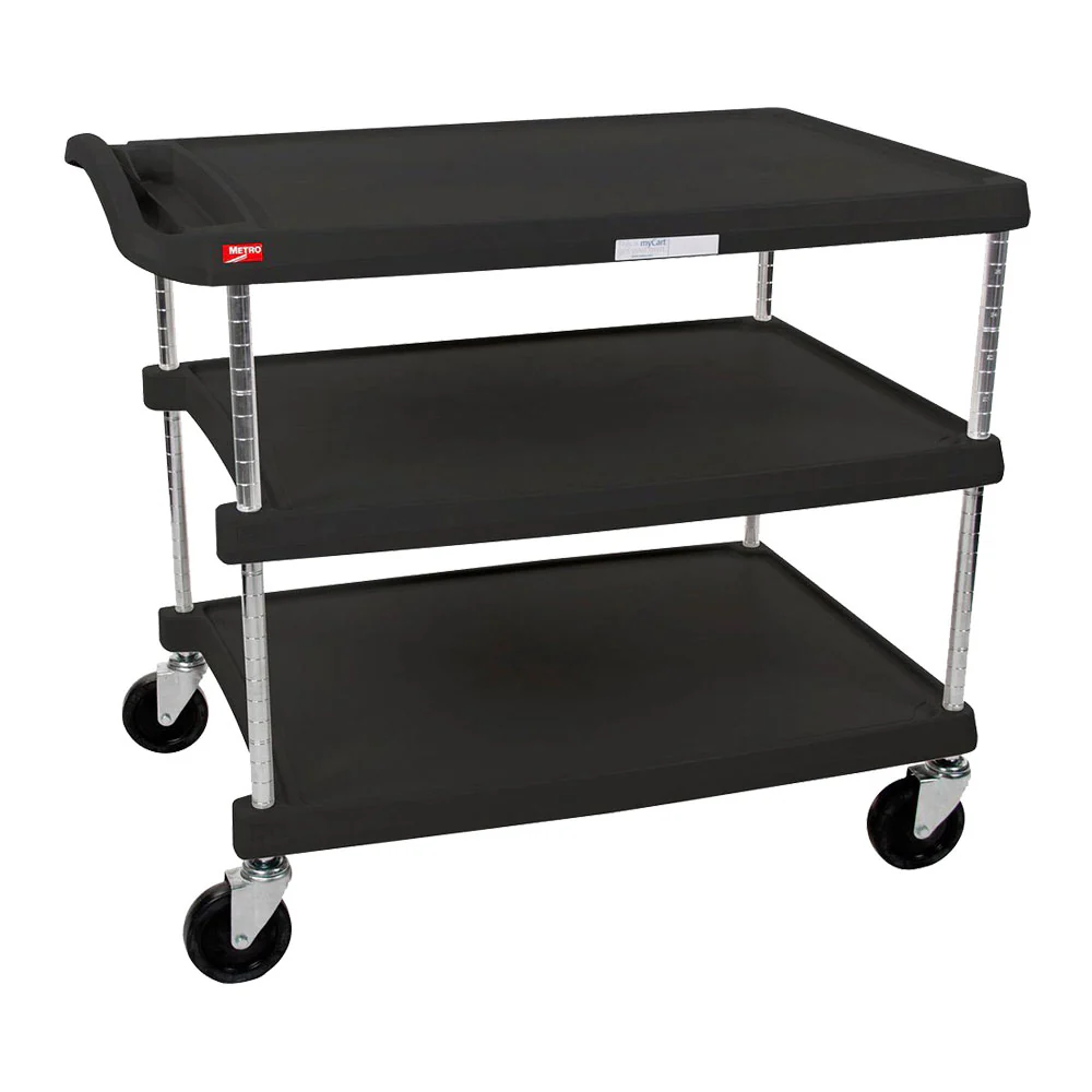 Metro MY2636-35BL MyCart Series Utility / Bus Cart, 3-shelves, Black