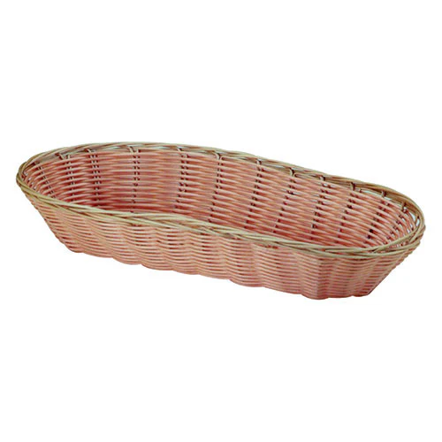 Oval Woven Bread Basket, Brown Plastic Rattan, 9" x 6-1/4"