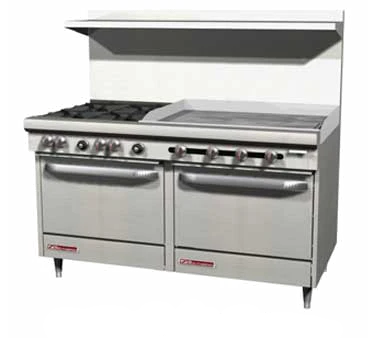 Southbend S60DD-2GR NAT Range w/ 36" Griddle, 4 Burners, 2 Ovens, Natural Gas, 60"