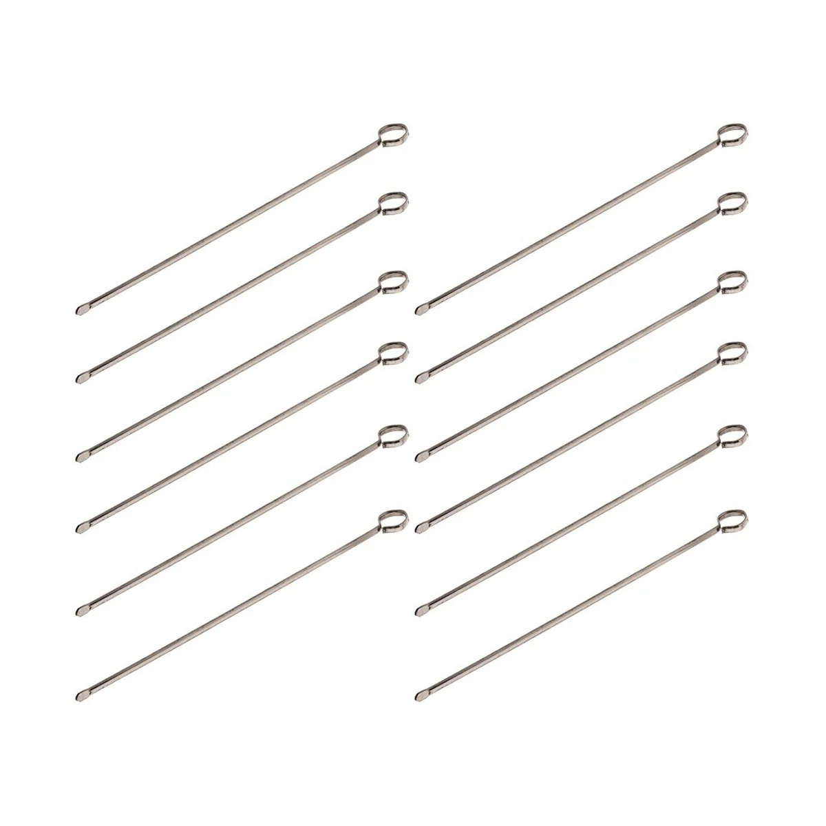 Stainless Steel Long Skewer w/ Oval Blade, 10", Pack of 12