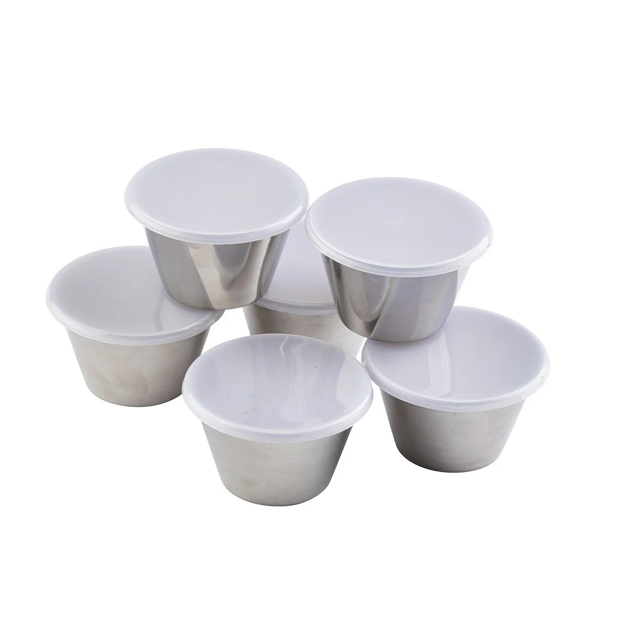 Tablecraft 10773 Stainless Steel Ramekin w/ Lid, 5 oz., Pack of 6