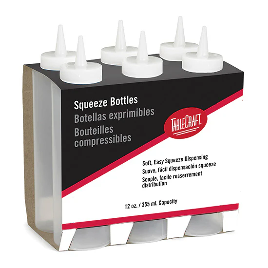 Tablecraft C112C Wide Mouth Squeeze Bottle, 12 oz., Pack of 6
