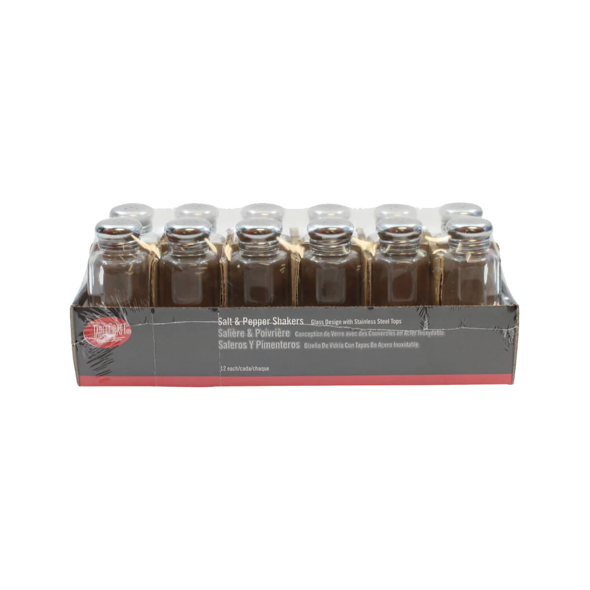 Tablecraft C155-12 Paneled Salt & Pepper Shakers, 2 oz., Pack of 12