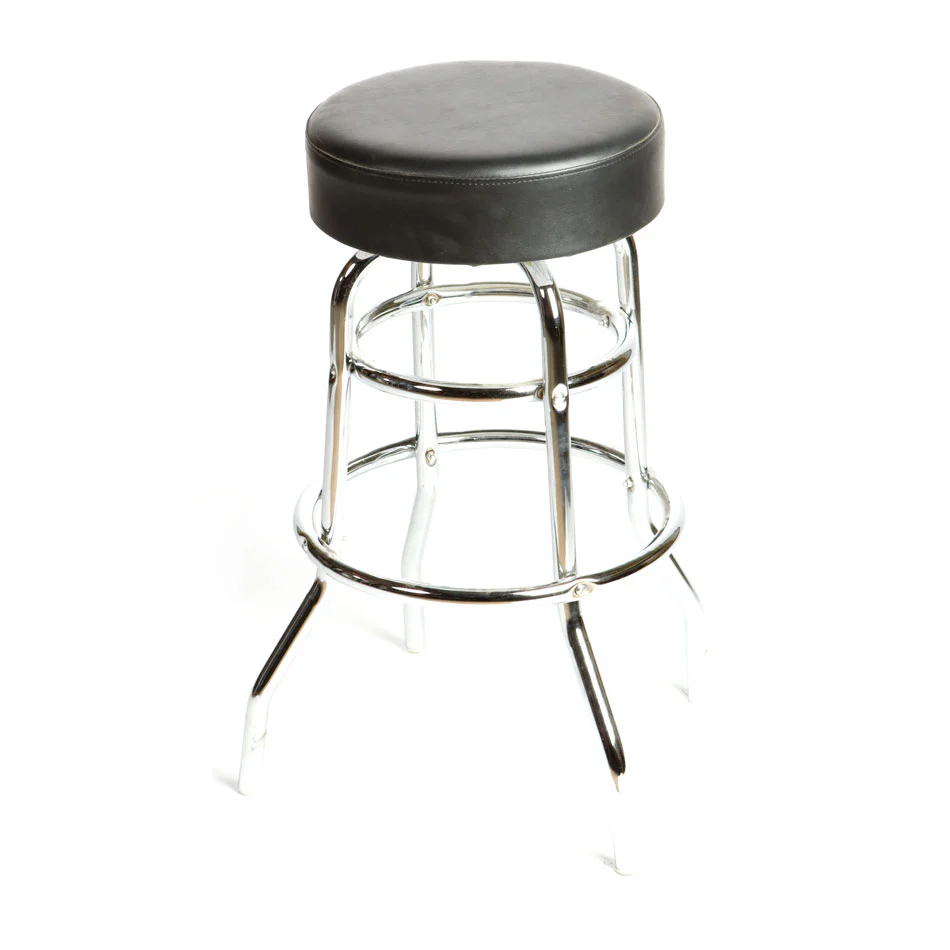 The Oak Street SL2129-BLK Button Top Swivel Barstool w/ Chrome Frame, Black