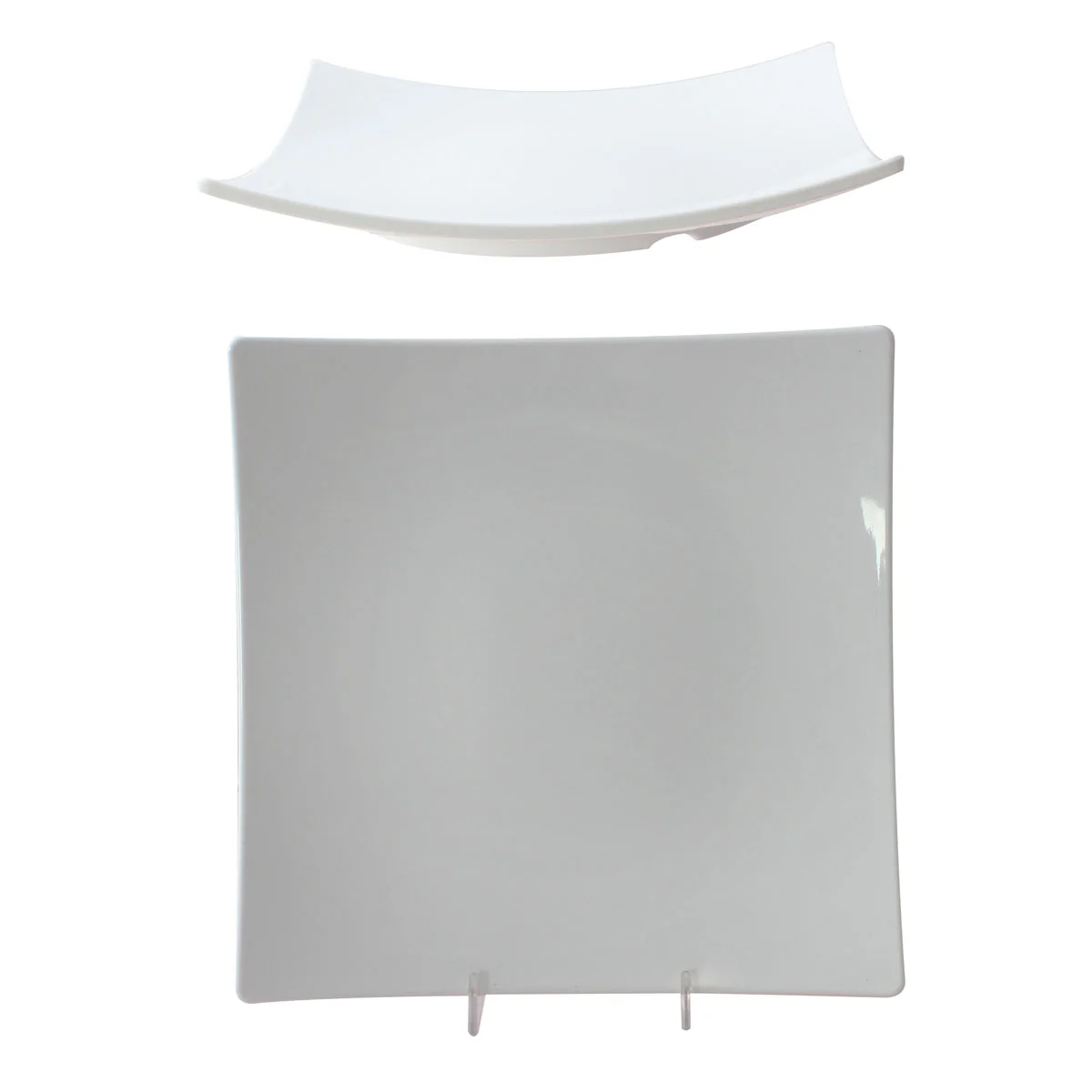Thunder Group 24012WT Melamine Square Flare Plate, Classic White, 12-3/8"