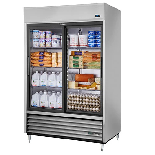 True TSD-47G-HC-LD Reach-In Refrigerator, 2 Sliding Glass Doors, 54 1/8" Wide, Bottom Mount