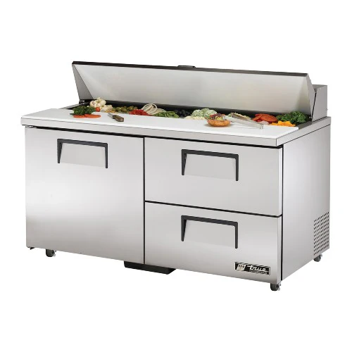 True TSSU-60-16D-2-HC Sandwich / Salad Prep Table, Standard Top, 1 Door, 2 Drawer, 16 Pans, 60 3/8" Wide