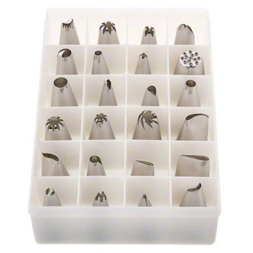 Winco CDT-24 Economy Cake Decorating Tube Set, 24/Pack
