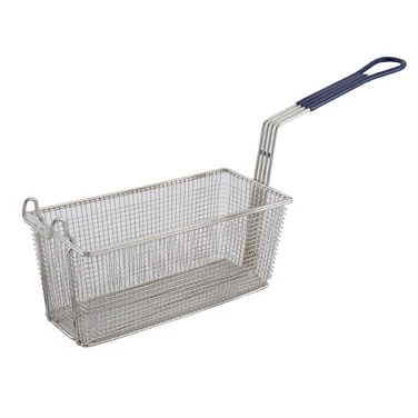 Winco FB-20 Fry Basket, 13-1/4" x 5-3/4", Blue Handle
