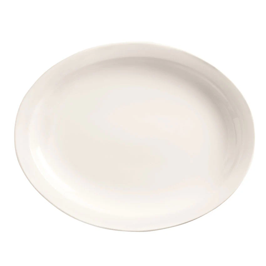 WTI 840-520N-9 Porcelana Narrow Rim Platter, 9-3/4" x 7-3/8", Case of 24