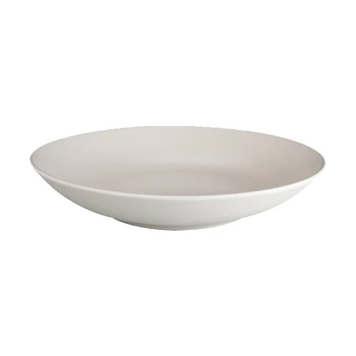 Ziena 020280 Stoneware Deep Coupe Plate, Cream, 18 oz., Case of 12